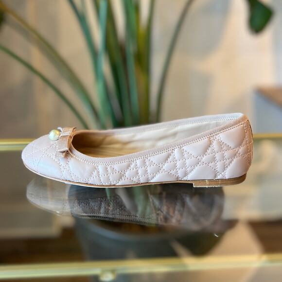 DIOR Ballet Flat Nude Quilted Cannage Calfskin SZ 36 - Picture 1 of 14